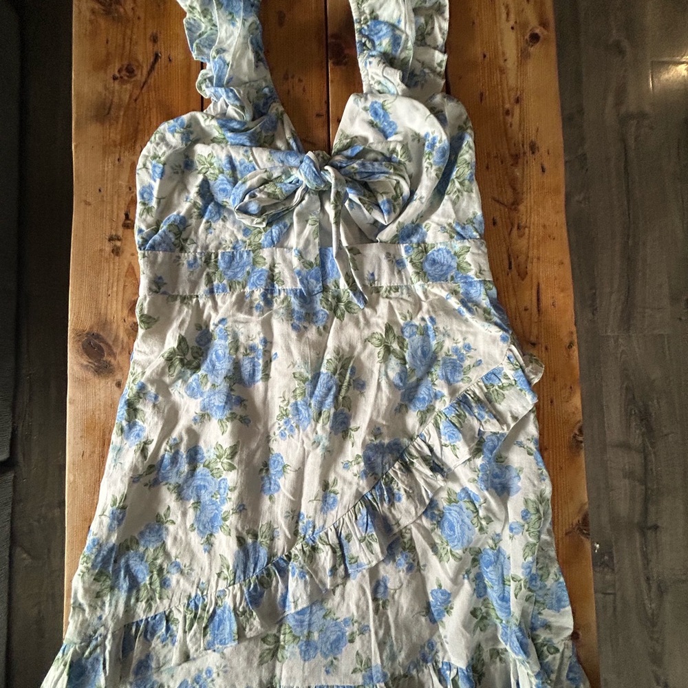 MARBLE Blue and White Floral Dress